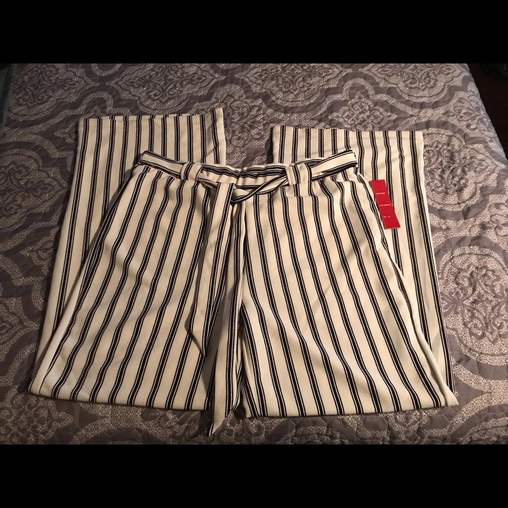 Black and white striped pants